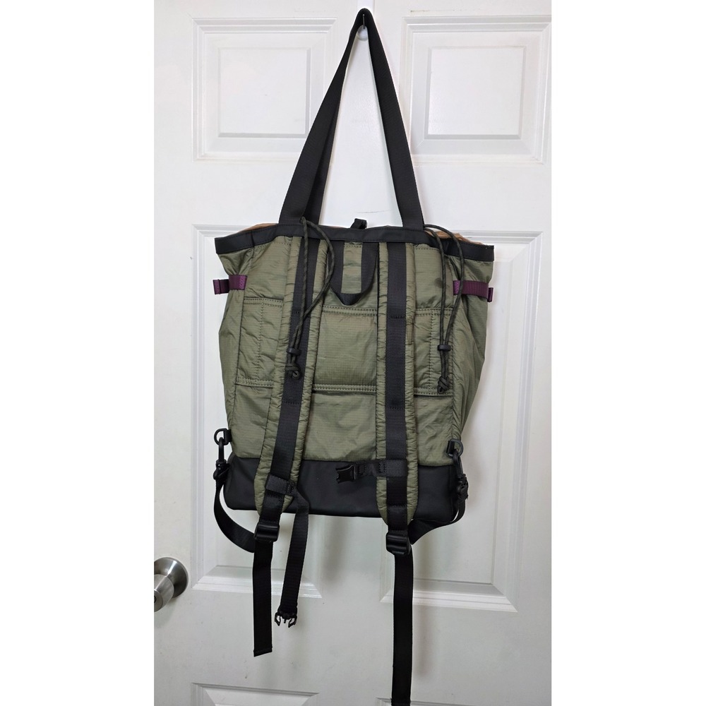 Desigual Convertible Backpack Tote Bag Green Orange Hiking Ripstop Multi-Way - Picture 2 of 13